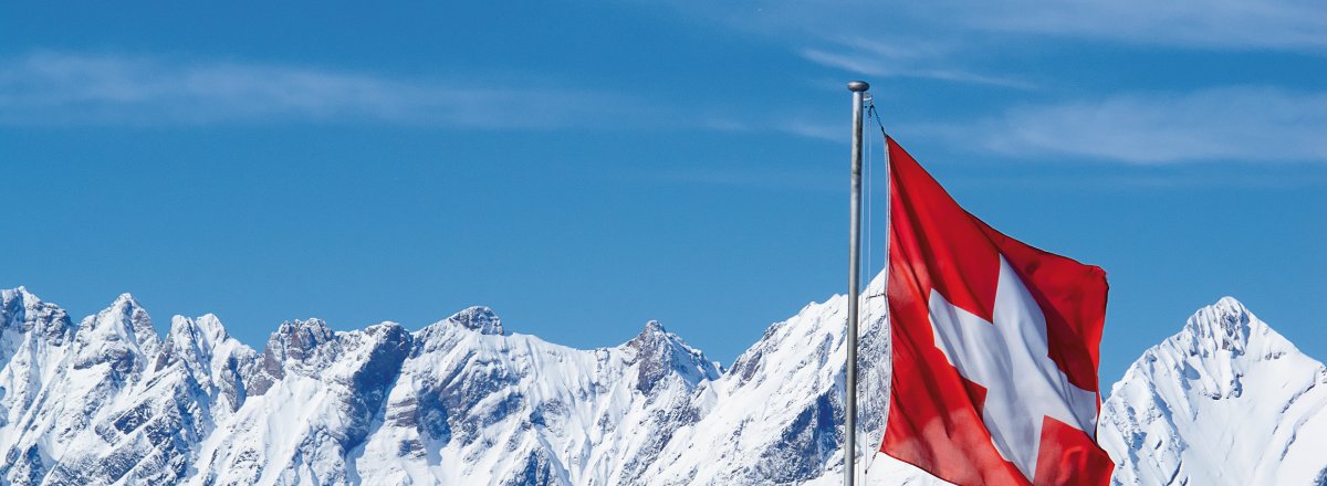 Schweizer Flagge vor den verschneiten Alpen © Fedor Selivanov - shutterstock.com - 2013